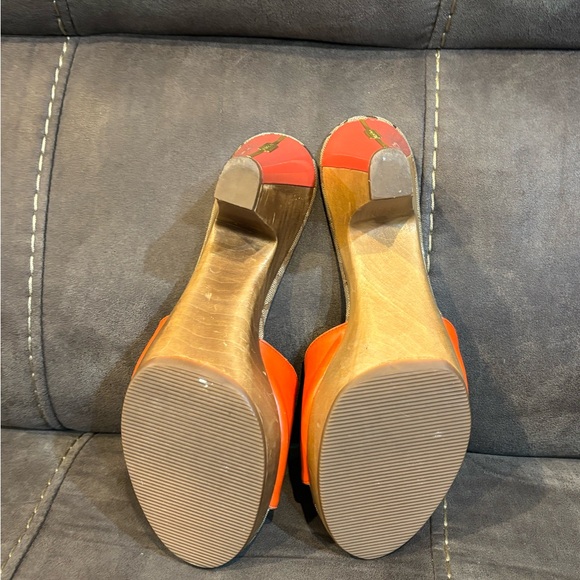 Coach Shoes Kathie Orange Gold Brown Leather Signature Logo Chestnut Size 8 - Picture 9 of 12